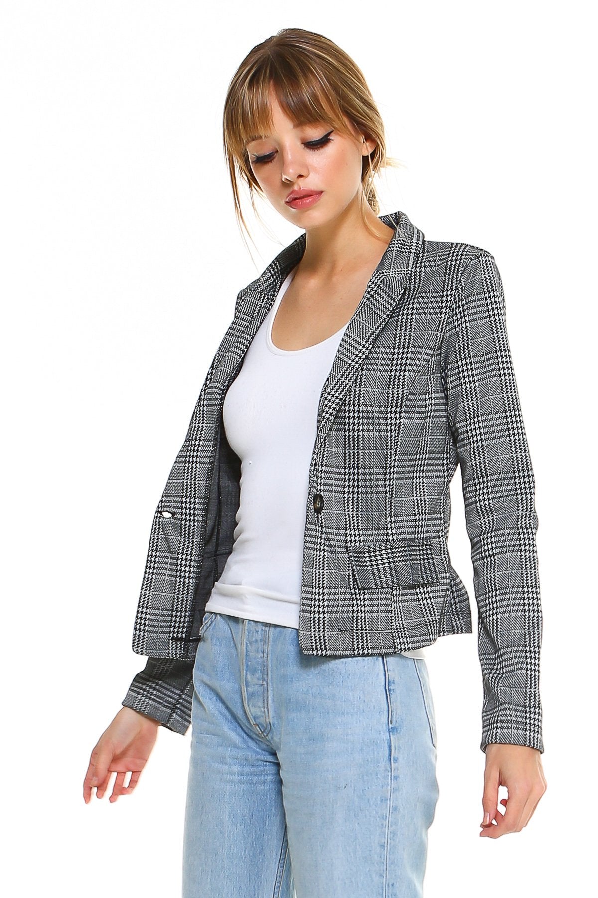 Point Plaid Blazer