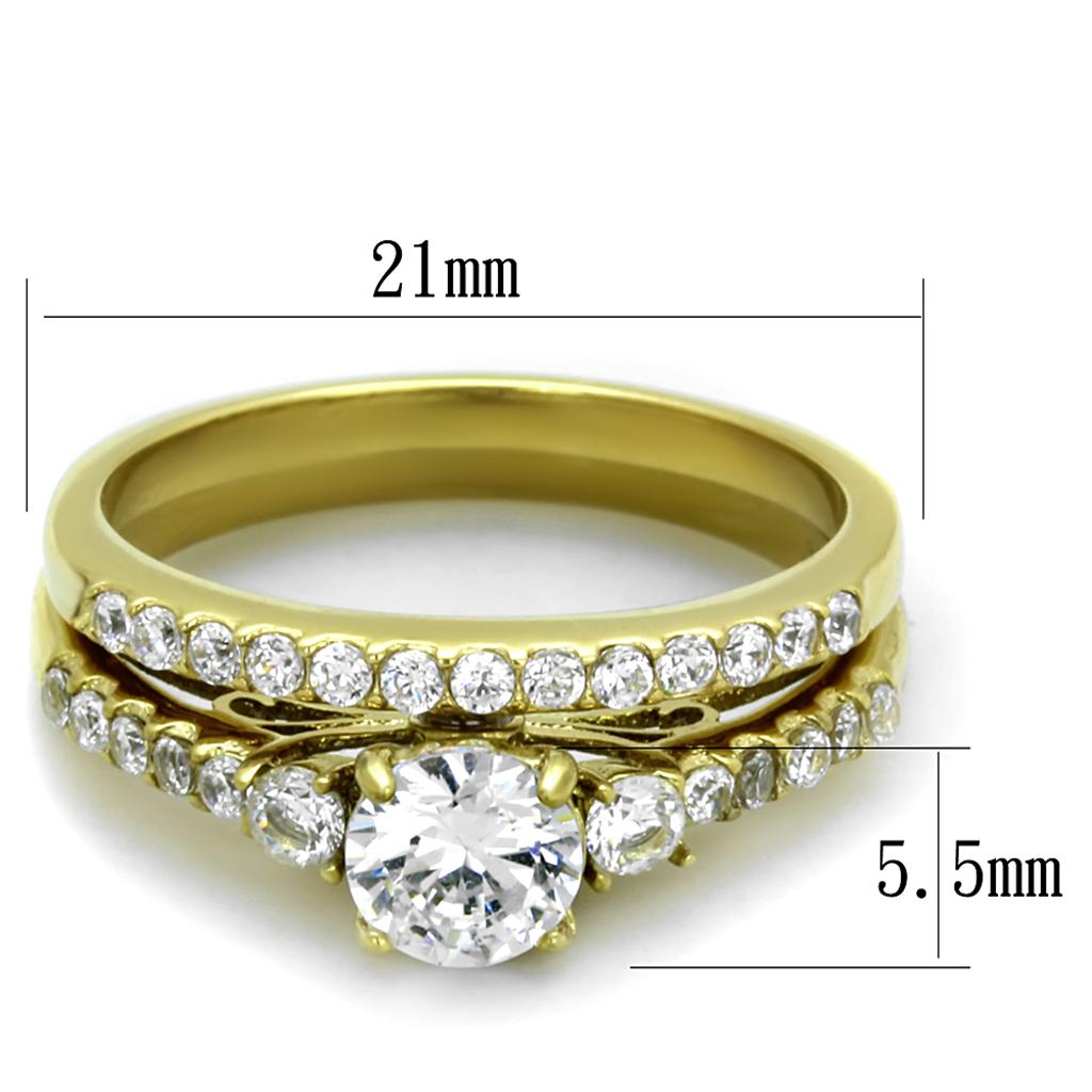 Women Stainless Steel Cubic Zirconia Rings TK2133