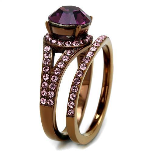 TK2745 - IP Coffee light Stainless Steel Ring with Top Grade Crystal