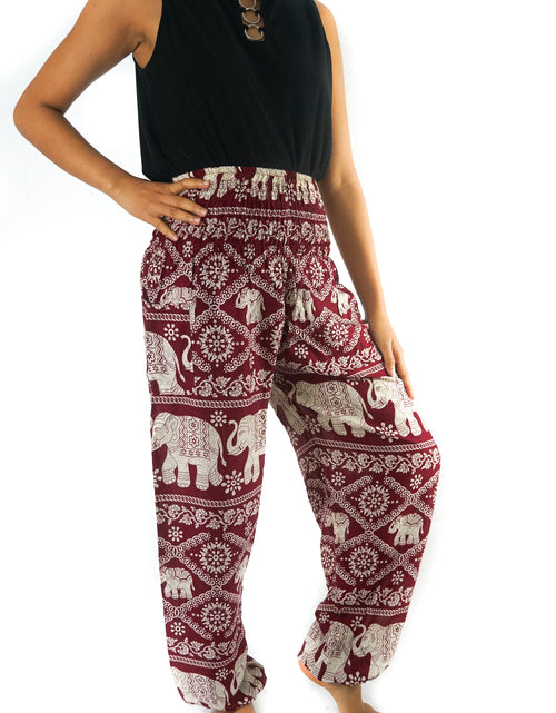 Load image into Gallery viewer, Burgundy ELEPHANT Pants Women Boho Pants Hippie Pants Yoga
